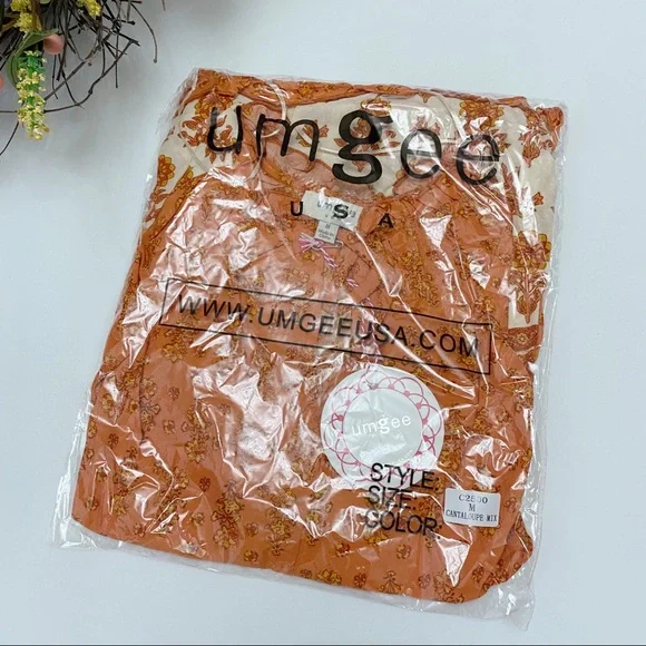 Umgee | Floral Long Puff Sleeve Keyhole Dress Ruffle Hem Tassel Tie Tiered Boho - Picture 13 of 16